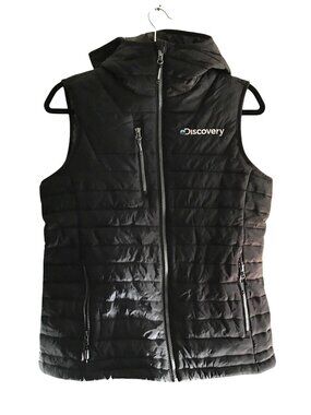 DISCOVERY- WOMEN'S BLACK STORM TECH ZIP-UP VEST WITH HOODIE SIZE MEDIUM